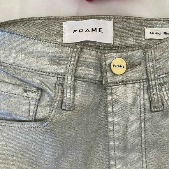Frame Ali Highrise metallic coated denim - Picture 4 of 11